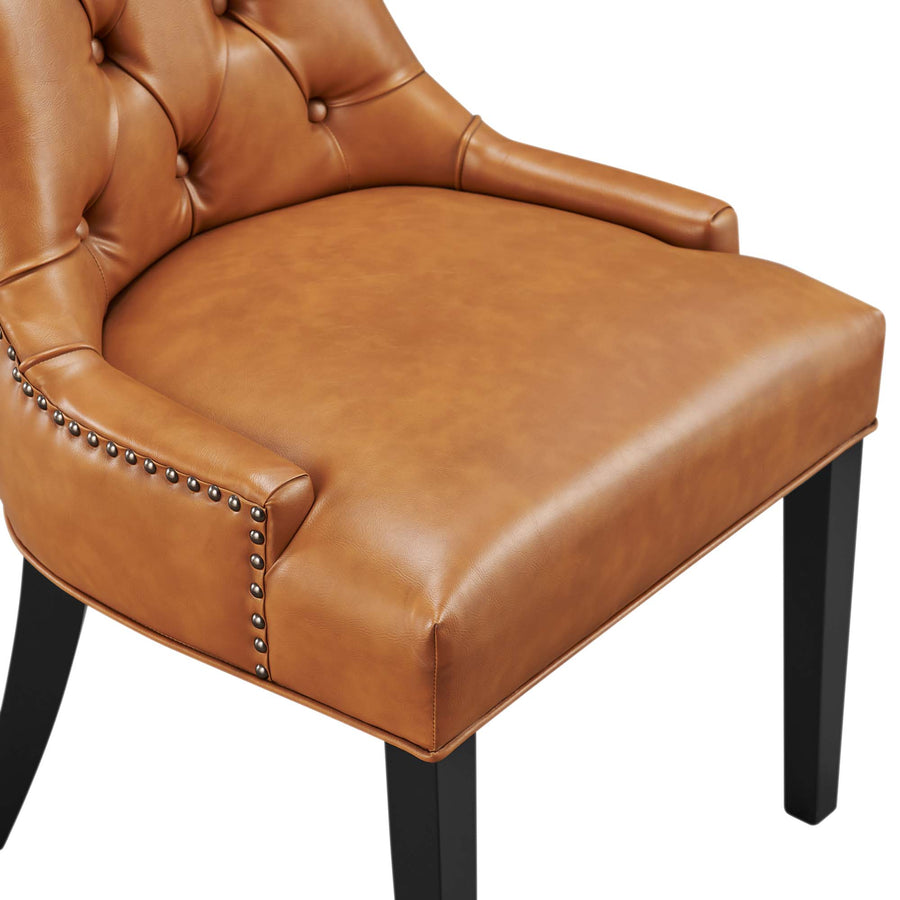 Hollow Tufted Vegan Leather Dining Chair in Tan