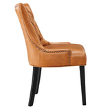 Hollow Tufted Vegan Leather Dining Chair in Tan