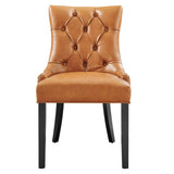 Hollow Tufted Vegan Leather Dining Chair in Tan