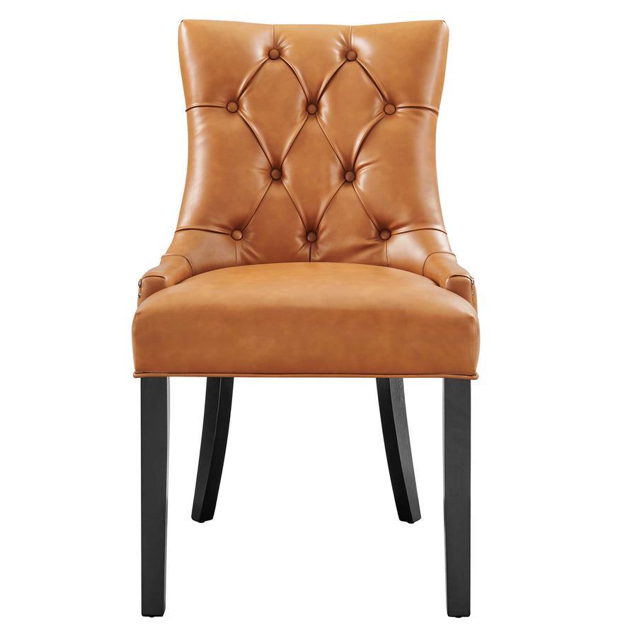 Hollow Tufted Vegan Leather Dining Chair in Tan