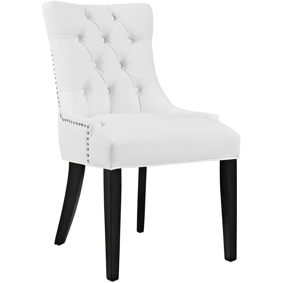 Hollow Tufted Vegan Leather Dining Chair in White