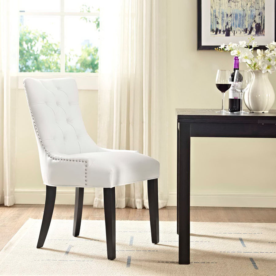 Hollow Tufted Vegan Leather Dining Chair in White