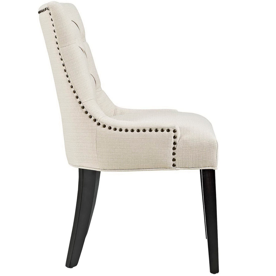 Hollow Tufted Fabric Dining Chair in Beige