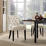 Hollow Tufted Fabric Dining Chair in Beige