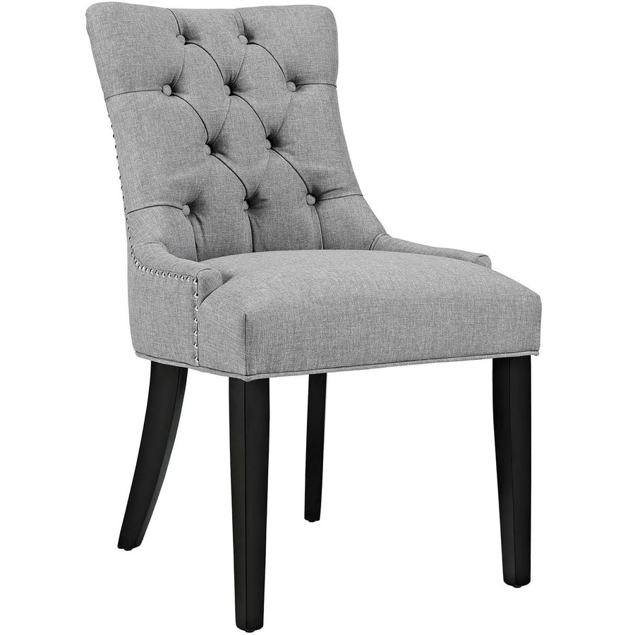 Hollow Tufted Fabric Dining Chair in Light Gray