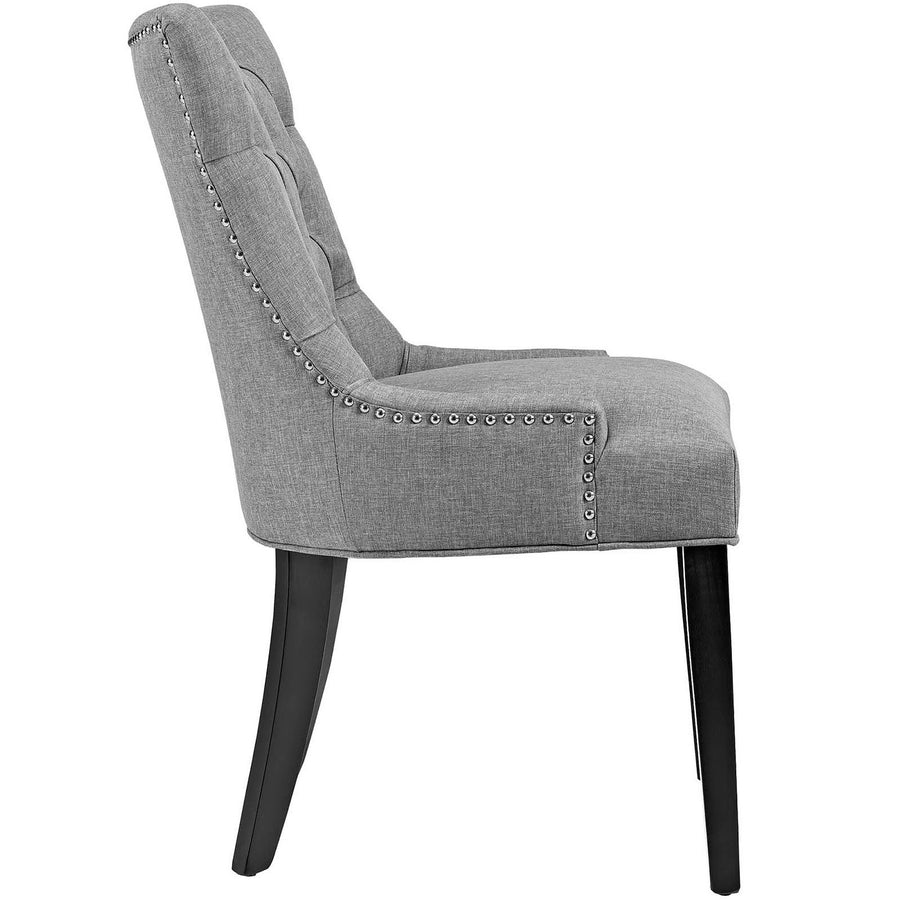Hollow Tufted Fabric Dining Chair in Light Gray