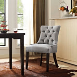Hollow Tufted Fabric Dining Chair in Light Gray