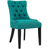 Hollow Tufted Fabric Dining Chair in Teal