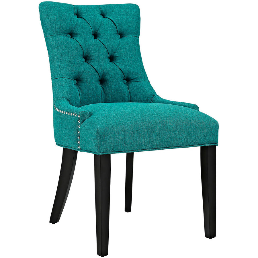 Hollow Tufted Fabric Dining Chair in Teal