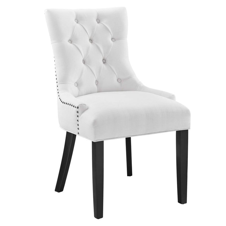 Hollow Tufted Fabric Dining Chair in White