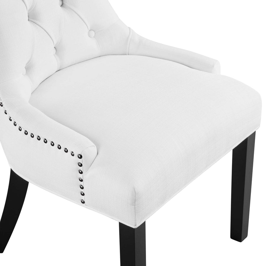 Hollow Tufted Fabric Dining Chair in White