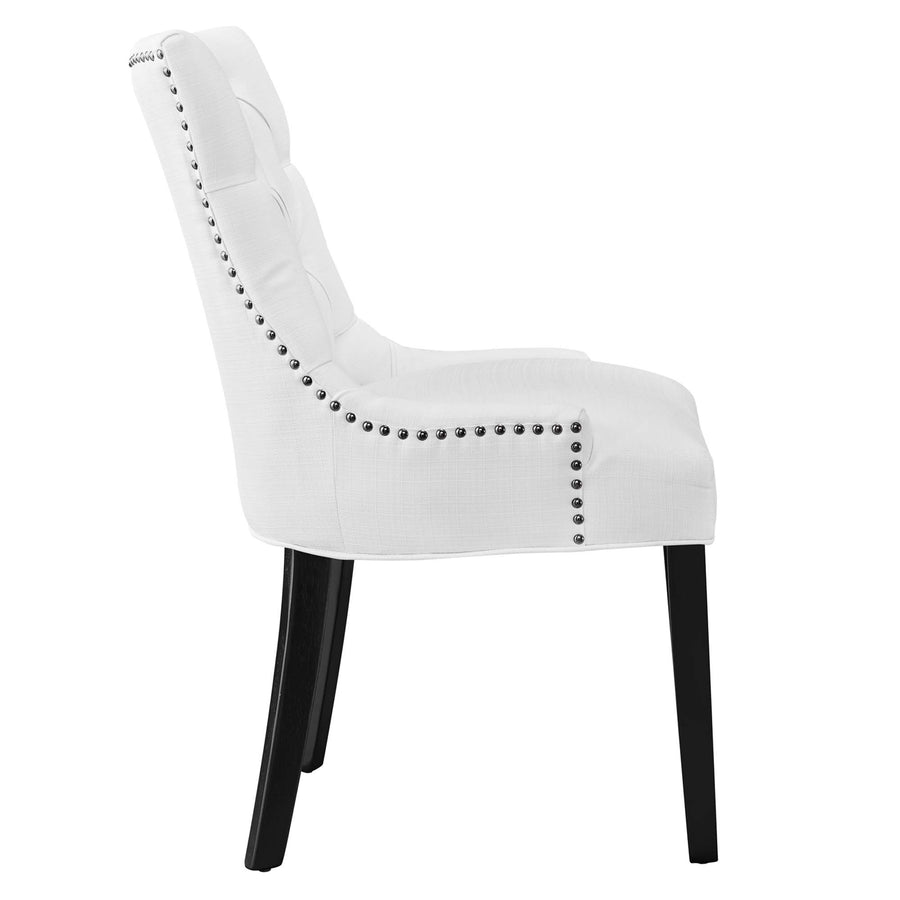 Hollow Tufted Fabric Dining Chair in White