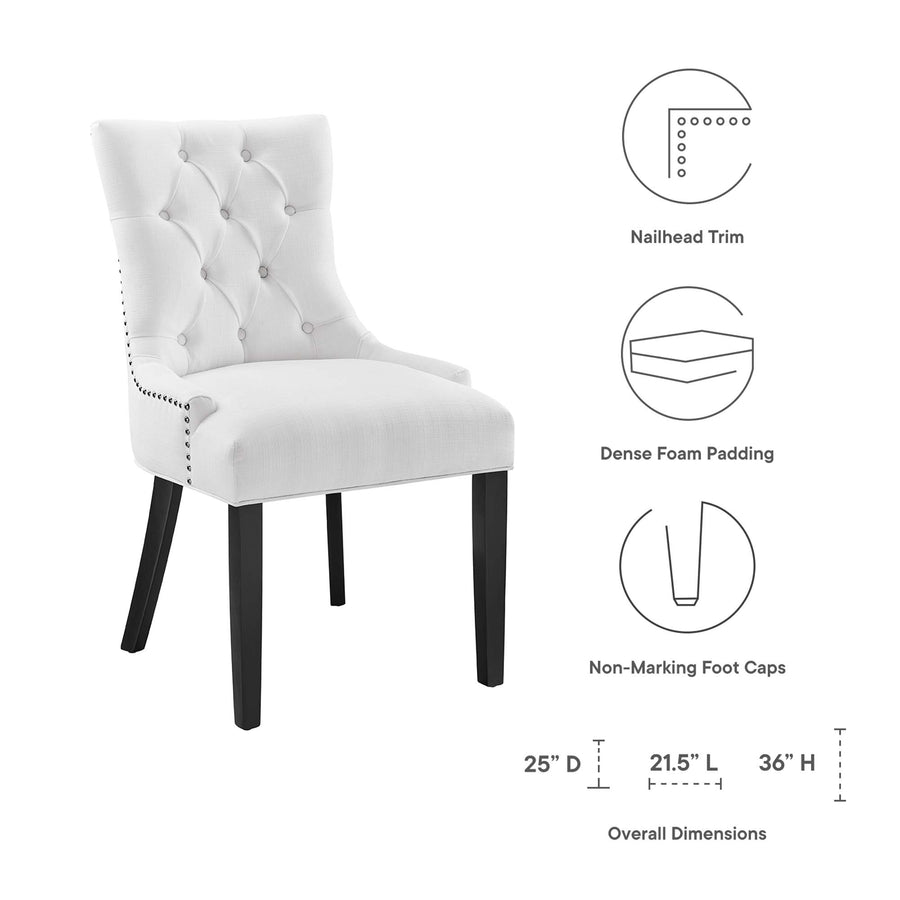 Hollow Tufted Fabric Dining Chair in White
