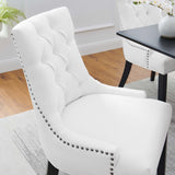 Hollow Tufted Fabric Dining Chair in White