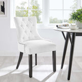 Hollow Tufted Fabric Dining Chair in White