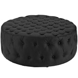 Alder Upholstered Vinyl Ottoman in Black