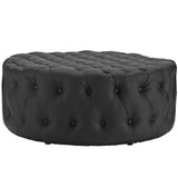 Alder Upholstered Vinyl Ottoman in Black