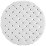 Alder Upholstered Vinyl Ottoman in White