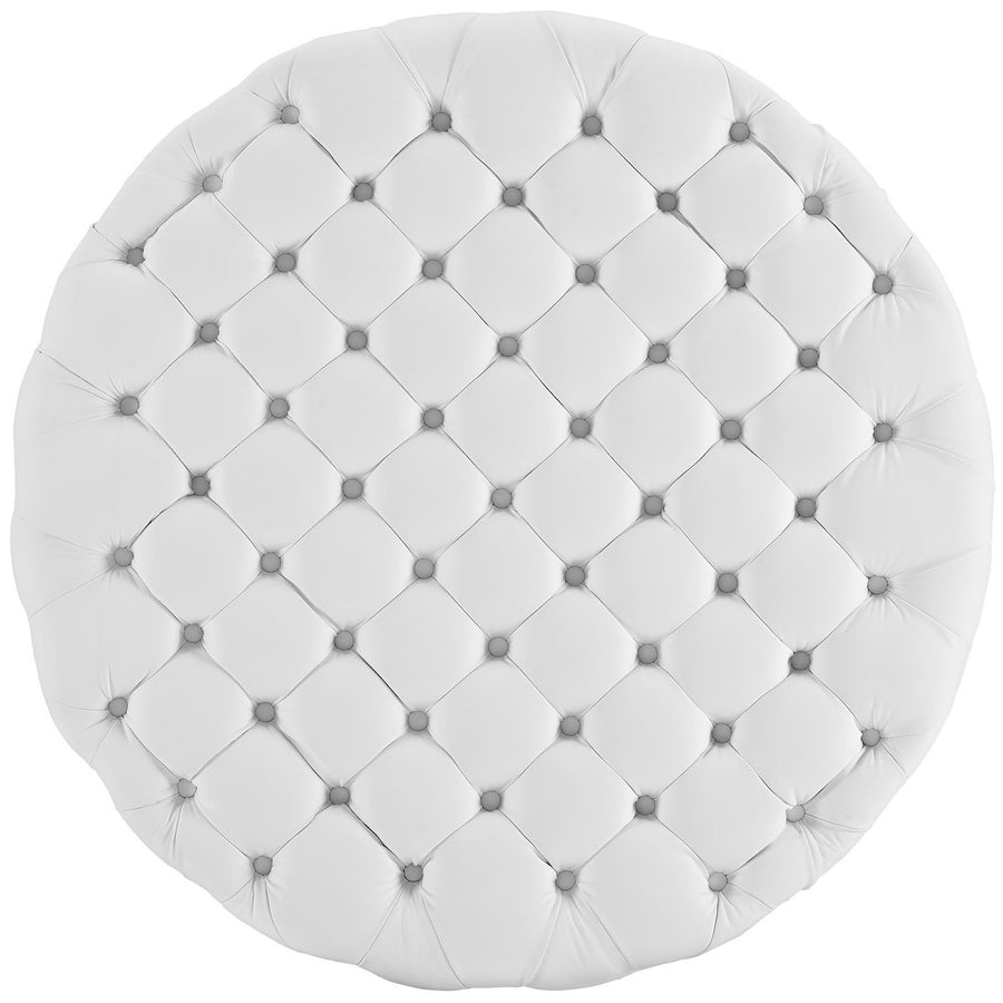 Alder Upholstered Vinyl Ottoman in White