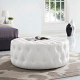 Alder Upholstered Vinyl Ottoman in White