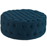Alder Upholstered Fabric Ottoman in Azure