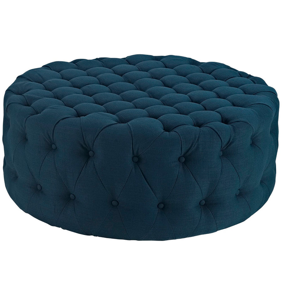 Alder Upholstered Fabric Ottoman in Azure