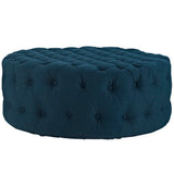 Alder Upholstered Fabric Ottoman in Azure