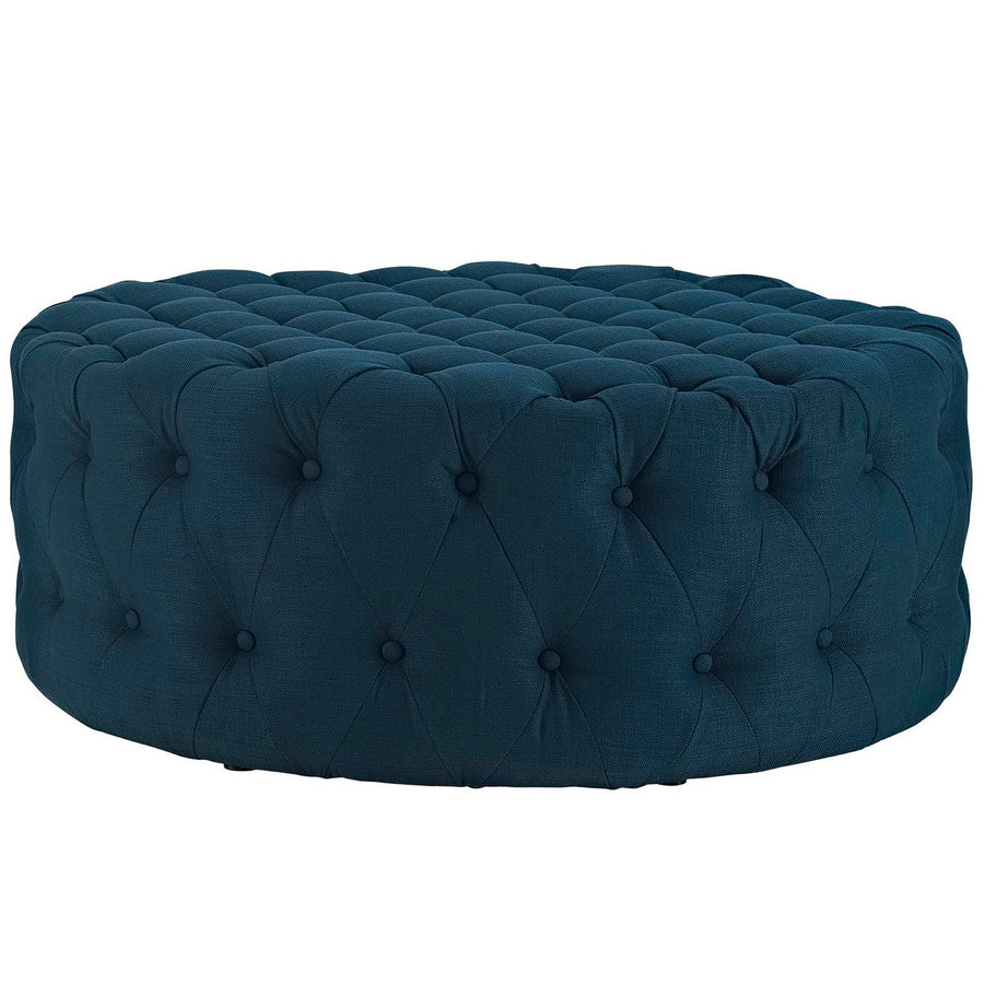 Alder Upholstered Fabric Ottoman in Azure