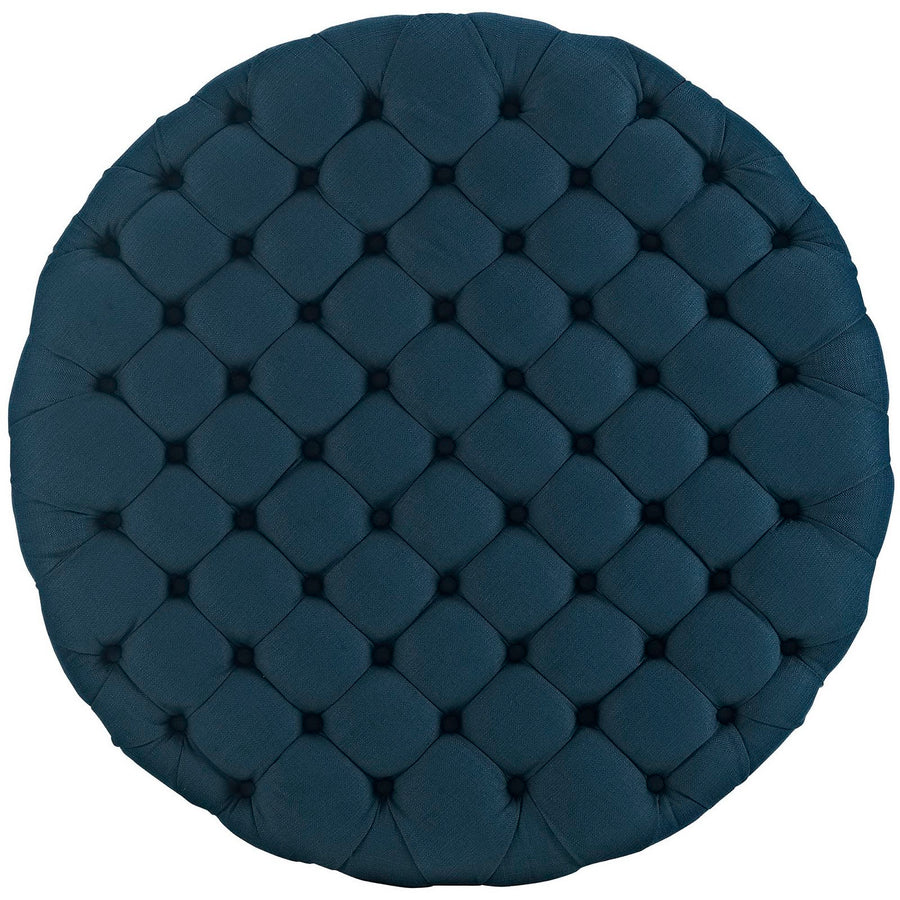 Alder Upholstered Fabric Ottoman in Azure