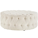 Alder Upholstered Fabric Ottoman in Beige