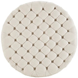 Alder Upholstered Fabric Ottoman in Beige
