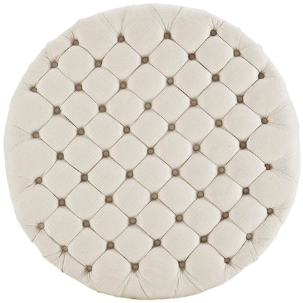 Amour Upholstered Fabric Ottoman in Beige