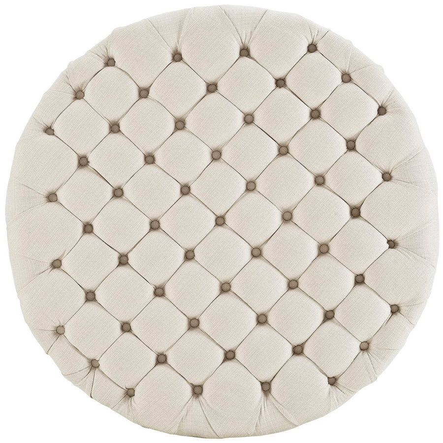 Alder Upholstered Fabric Ottoman in Beige