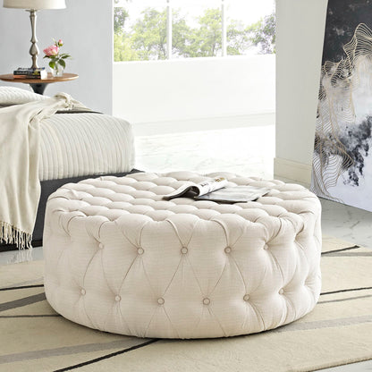 Amour Upholstered Fabric Ottoman by Furniture For America