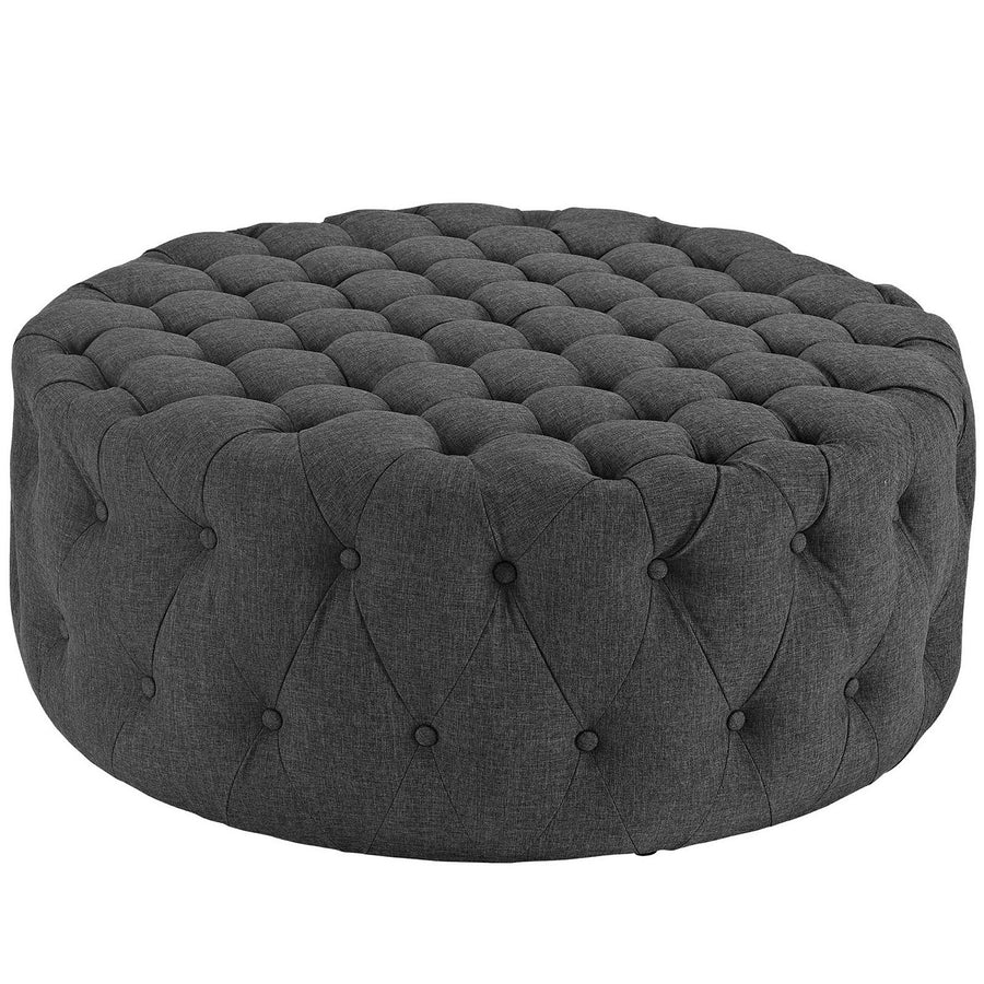 Alder Upholstered Fabric Ottoman in Gray