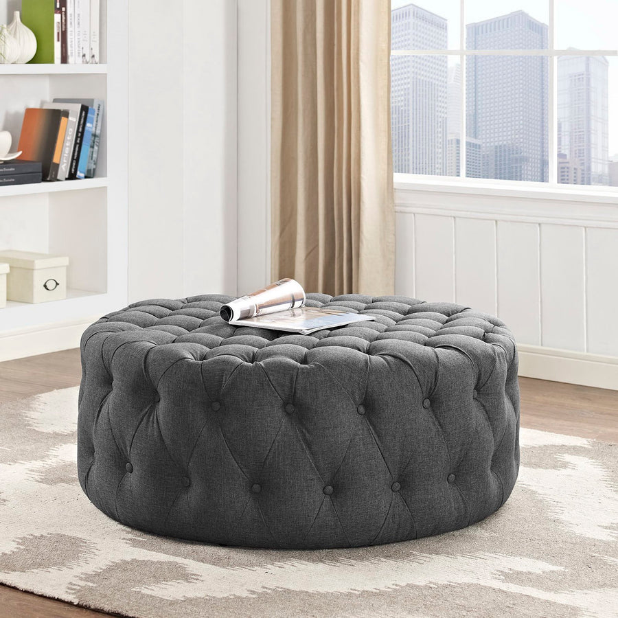 Alder Upholstered Fabric Ottoman in Gray