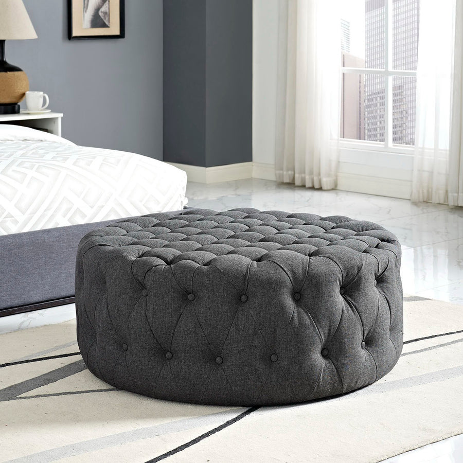 Alder Upholstered Fabric Ottoman in Gray