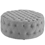 Alder Upholstered Fabric Ottoman in Light Gray