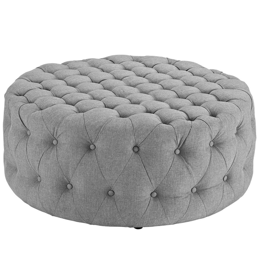 Alder Upholstered Fabric Ottoman in Light Gray