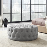 Alder Upholstered Fabric Ottoman in Light Gray