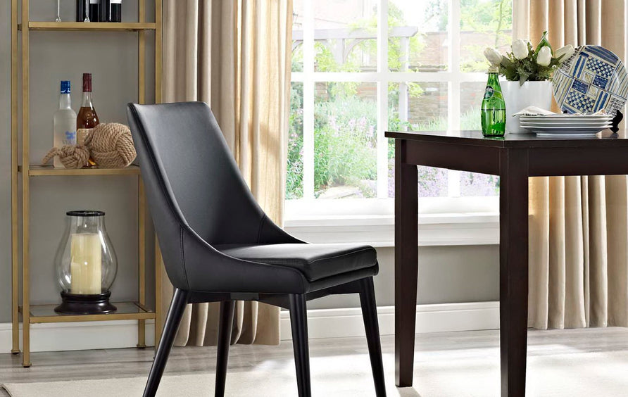 Foyer Vegan Leather Dining Chair in Black