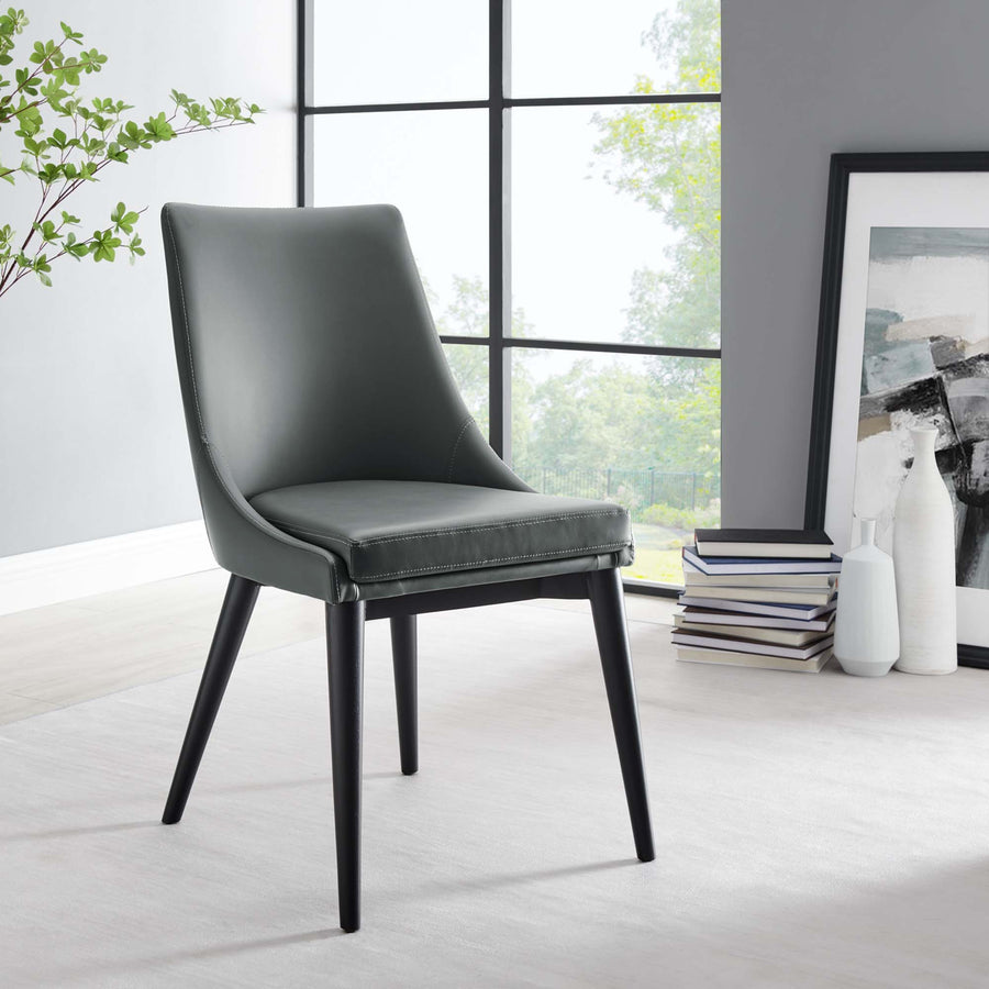 Foyer Vegan Leather Dining Chair in Gray