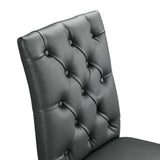Column Button Tufted Vegan Leather Dining Chair in Gray