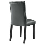 Column Button Tufted Vegan Leather Dining Chair in Gray