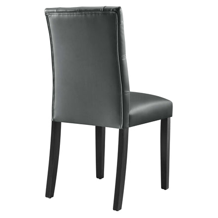 Duchess Button Tufted Vegan Leather Dining Chair in Gray
