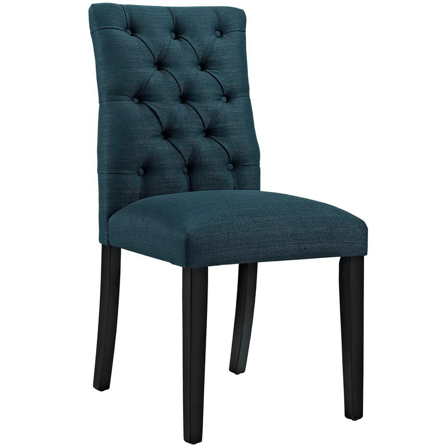 Column Button Tufted Fabric Dining Chair in Azure