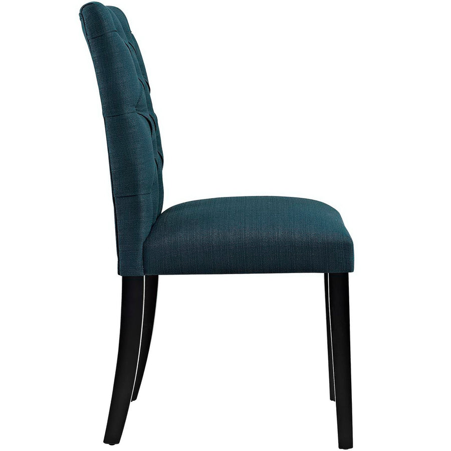 Column Button Tufted Fabric Dining Chair in Azure