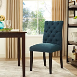 Column Button Tufted Fabric Dining Chair in Azure