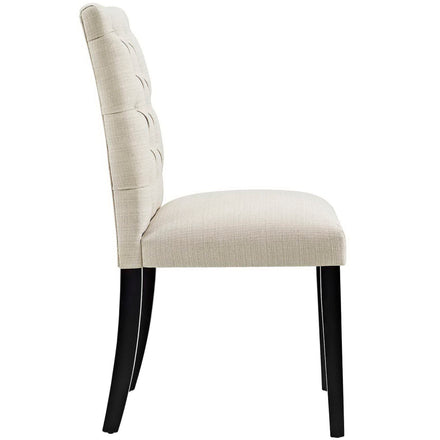 Duchess Button Tufted Fabric Dining Chair in Beige
