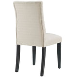 Column Button Tufted Fabric Dining Chair in Beige